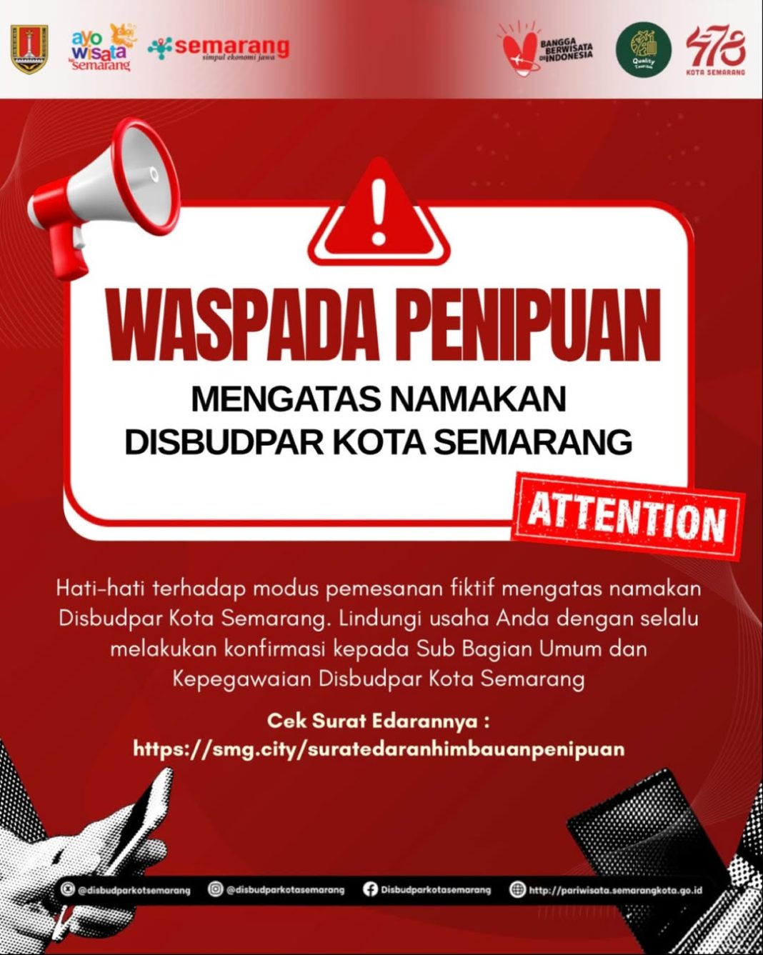 Waspada Penipuan Yang Mengatas Namakan Disbudpar Kota Semarang