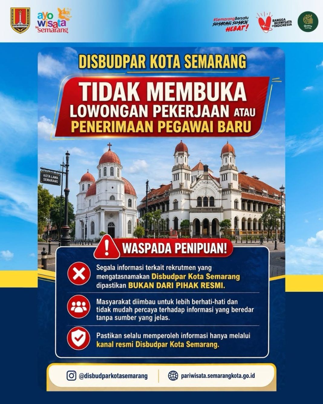 Waspada Penipuan Rekrutmen Mengatasnamakan Disbudpar Kota Semarang